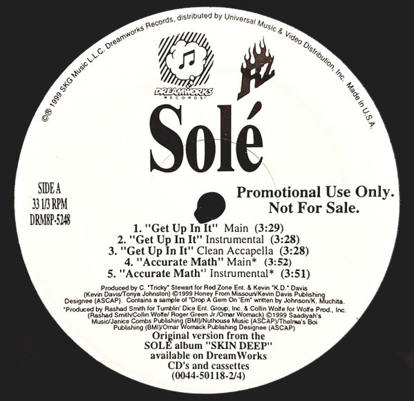 Solé - Get Up In It / Accurate Math / It Wasn't Me - Dreamworks Records - DRM8P-5248 - 12" 2387116156