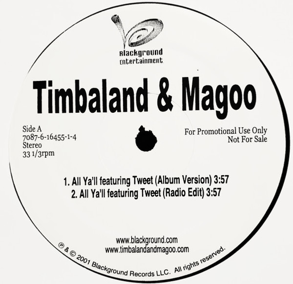 Timbaland & Magoo - All Ya'll - Blackground Entertainment - 7087-6-16455-1-4 - 12", Promo 2376605125