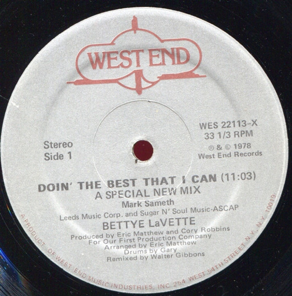 Bettye LaVette - Doin' The Best That I Can - West End Records - WES 22113-X - 12", Single 2492859557