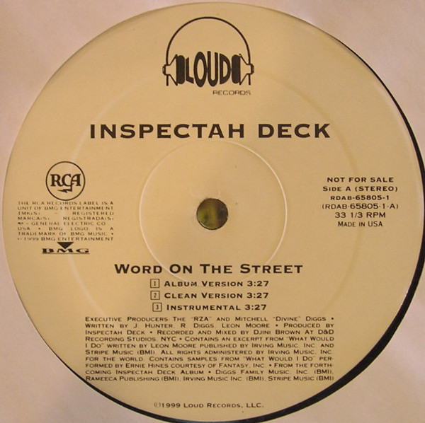 Inspectah Deck - Word On The Street / Movers & Shakers - Loud Records - RDAB-65805-1 - 12", Single, Promo 2463768995