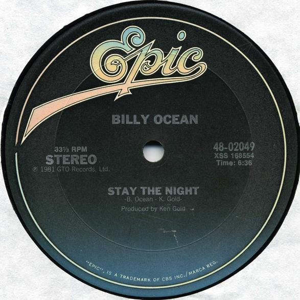Billy Ocean - Stay The Night / Night (Feel Like Getting Down) - Epic - 48-02049 - 12" 2494850969