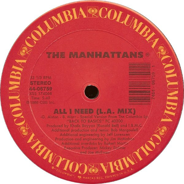 Manhattans - All I Need - Columbia - 44-06759 - 12" 2494342475