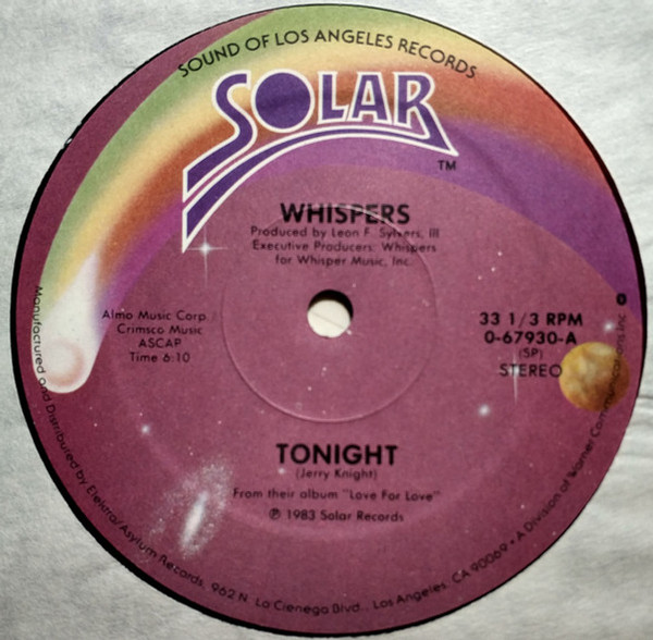 The Whispers - Tonight / Small Talkin' - Solar - 0-67930 - 12" 2492808203