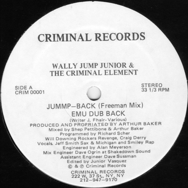 Wally Jump Jr & The Criminal Element - Jummp-Back - Criminal Records - CRIM 00001 - 12" 2429024006