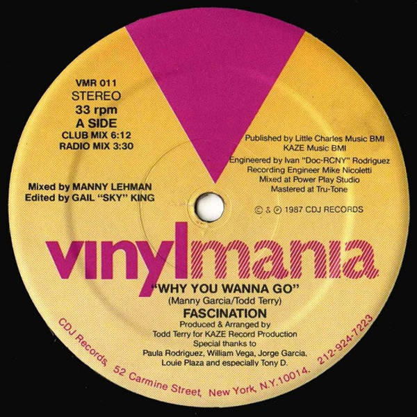Fascination - Why You Wanna Go - Vinylmania - VMR 011 - 12" 2491827986