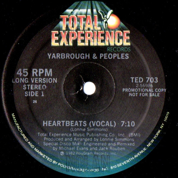 Yarbrough & Peoples - Heartbeats - Total Experience Records - TED 703 - 12", Promo 2471467475