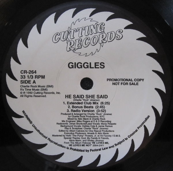 Giggles - He Said She Said - Cutting Records - CR-264 - 12", Promo 2451193535