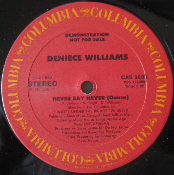 Deniece Williams - Never Say Never - Columbia - CAS 2688 - 12", Promo 2448440441