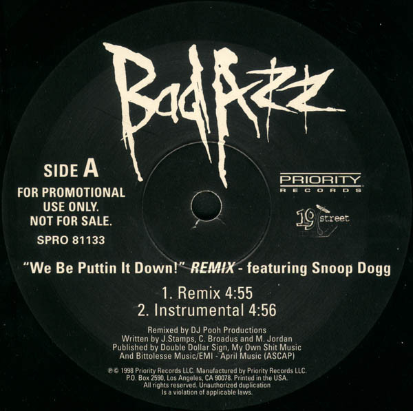 Bad Azz - We Be Puttin' It Down! (Remix) - Priority Records - SPRO 81133 - 12", Single, Promo 2462746283