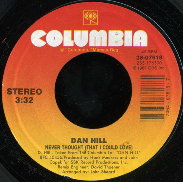 Dan Hill - Never Thought (That I Could Love) (7", Single)