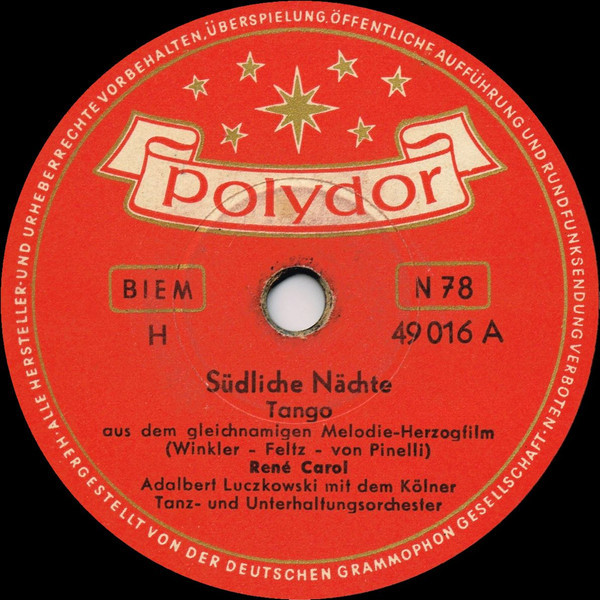 René Carol - Südliche Nächte / Mandolinen Der Liebe (Shellac, 10")