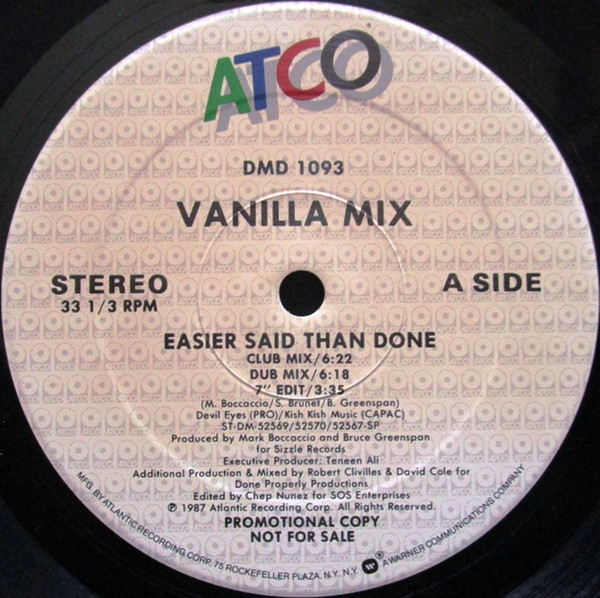 Vanilla Mix - Easier Said Than Done (12", Promo)