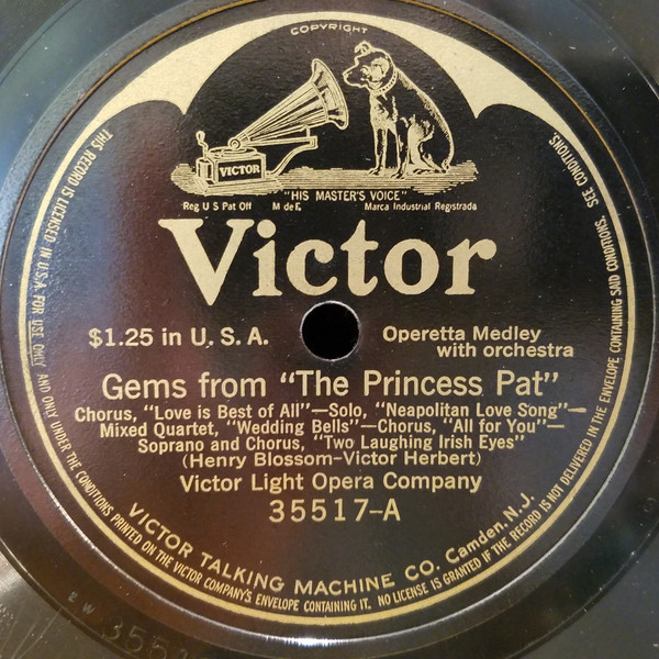 Victor Light Opera Company - Gems From "The Princess Pat" / Gems From "Alone At Last" (Shellac, 12")