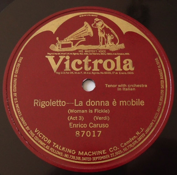 Enrico Caruso - La Donna È Mobile = Woman Is Fickle (Shellac, 10", S/Sided, RP)