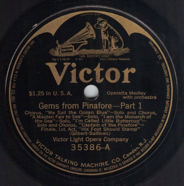 Victor Light Opera Company - Gems From Pinafore (Shellac, 12")