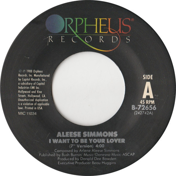 Aleese Simmons - I Want To Be Your Lover (7", Single, Spe)