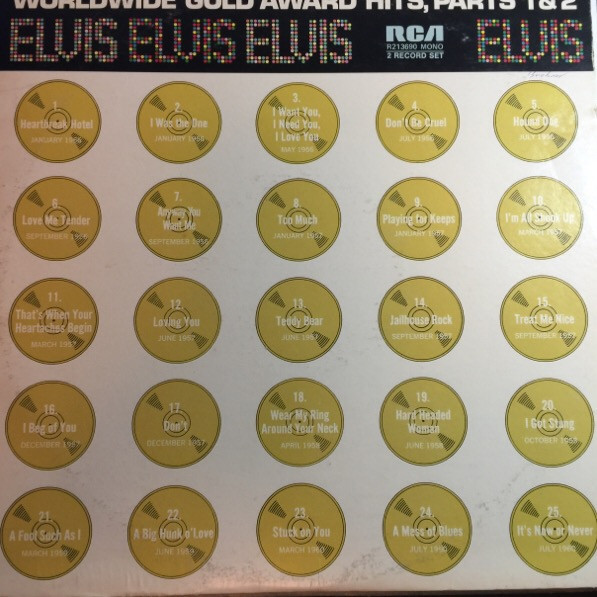Elvis Presley - Worldwide Gold Award Hits, Parts 1 & 2 (2xLP, Comp, Mono, RP)