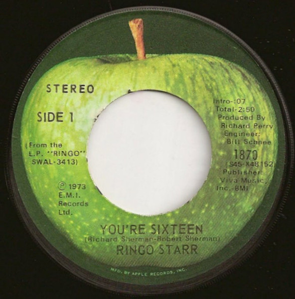 Ringo Starr - You're Sixteen (7", Single, RP, Jac)