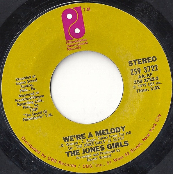 The Jones Girls - We're A Melody / This Feeling's Killing Me (7")