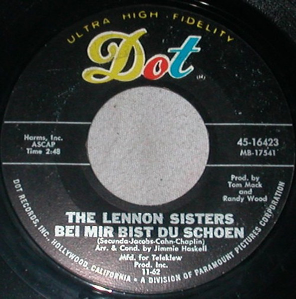 The Lennon Sisters - Bei Mir Bist Du Schoen (7")