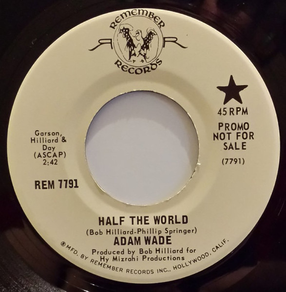 Adam Wade (2) - Half The World (7", Single, Promo)