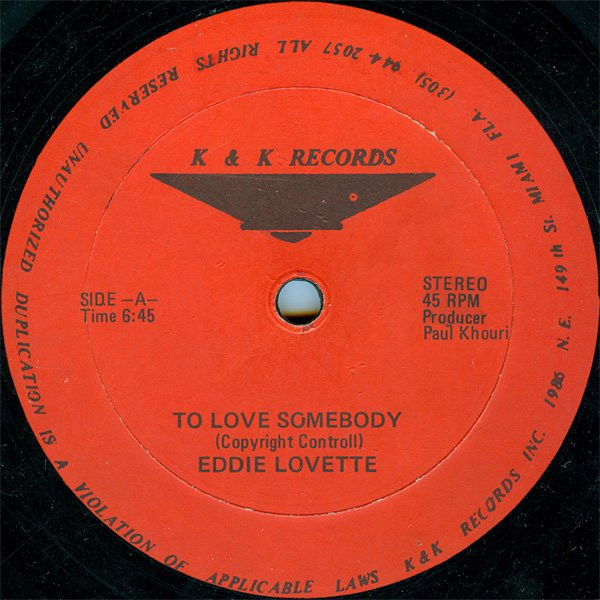 Eddie Lovette - To Love Somebody / Mr. Sea (12")