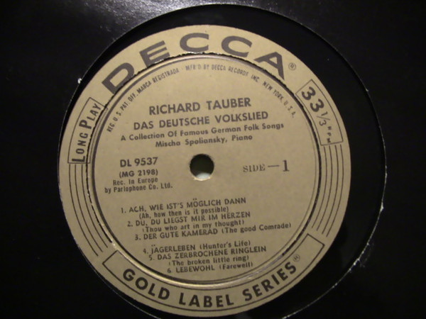 Richard Tauber - Das Deutsche Volkslied (LP, Album, Comp, Mono)