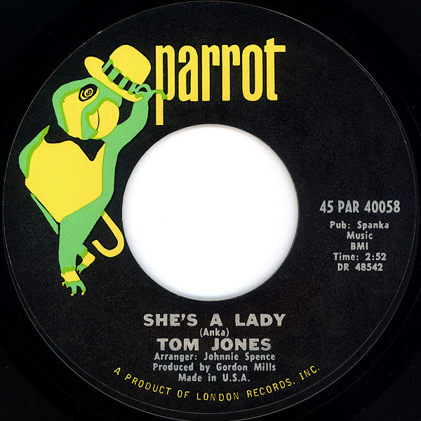 Tom Jones - She's A Lady (7", Single, Styrene, Pit)