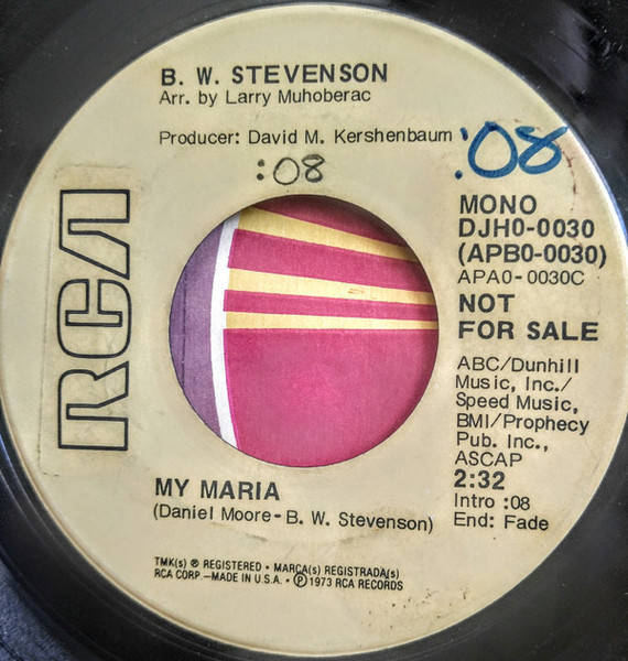B.W. Stevenson - My Maria (7", Promo)