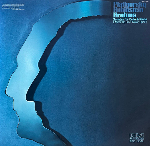 Brahms* / Gregor Piatigorsky, Artur Rubinstein* - Sonatas For Cello & Piano (LP, RE)