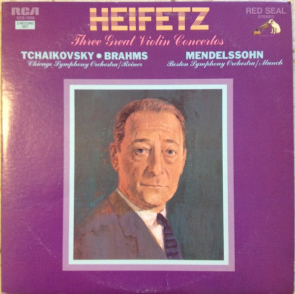 Jascha Heifetz, Tchaikovsky* • Brahms*, Mendelssohn* - Three Great Violin Concertos (2xLP, Comp, Gat)