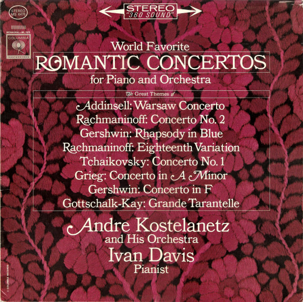 Andre Kostelanetz And His Orchestra* - Ivan Davis (2) - World Favorite Romantic Concertos For Piano And Orchestra (LP)