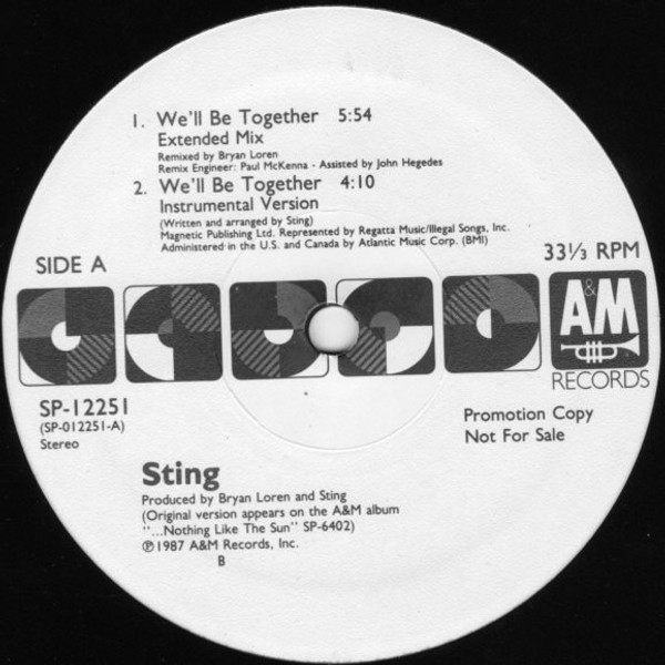 Sting - We'll Be Together (12", Promo)