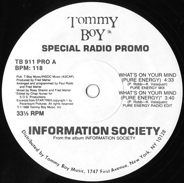 Information Society - What's On Your Mind (Pure Energy) (Special Radio Promo) (12", Promo, Ret)