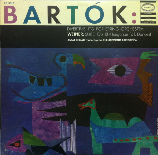 Bartók*, Weiner* / Antal Dorati, Philharmonia Hungarica - Divertimento for String Orchestra / Suite, Op. 18 (Hungarian Folk Dances) (LP, Album, Mono)