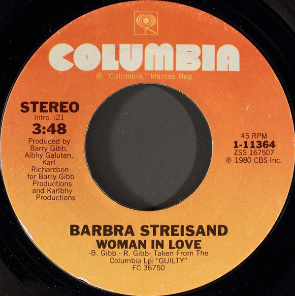 Barbra Streisand - Woman In Love (7", Single, Styrene, Pit)