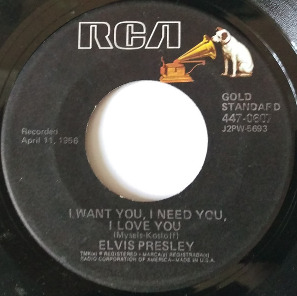 Elvis Presley - I Want You, I Need You, I Love You / My Baby Left Me (7", Single, RE)