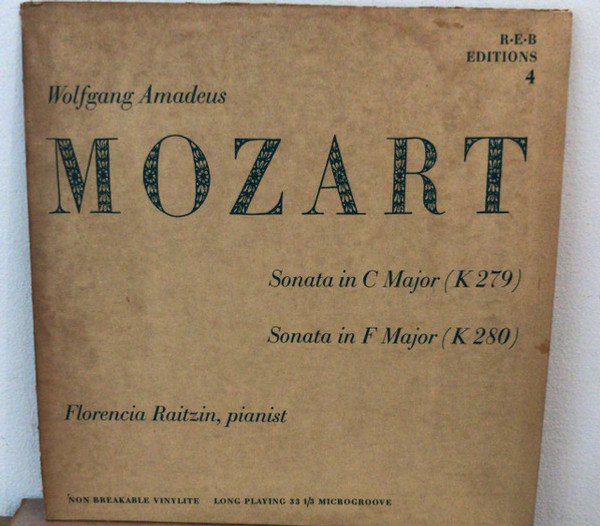 Wolfgang Amadeus Mozart, Florencia Raitzin - Sonata In C Major ( K 279 ) / Sonata In F Major ( K 280 ) (LP, Mono, Pur)