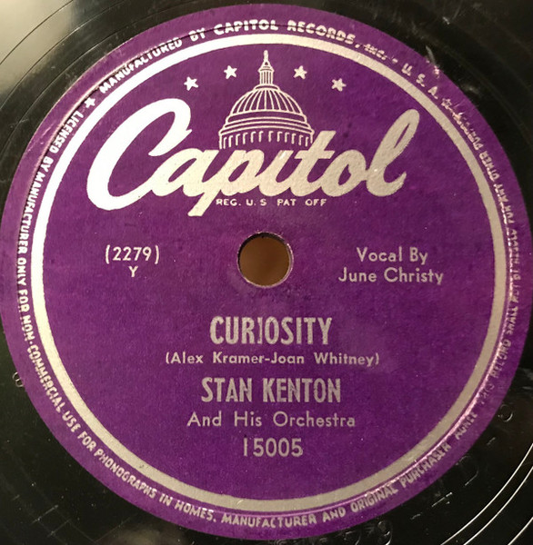 Stan Kenton And His Orchestra - Curiosity / Theme To The West (Shellac, 10")