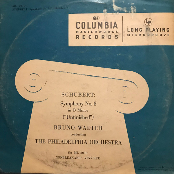 Schubert*, Bruno Walter, The Philadelphia Orchestra -  Symphony No. 8 in B Minor "Unfinished" (10", Album, Mono, RE, RP)