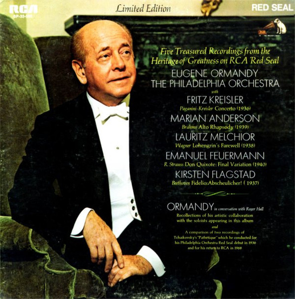 Eugene Ormandy, The Philadelphia Orchestra With Fritz Kreisler, Marian Anderson, Lauritz Melchior, Emanuel Feuermann, Kirsten Flagstad - Five Treasured Recordings From The Heritage Of Greatness On RCA Red Seal (LP, Comp, Mono, Ltd)_2418207686