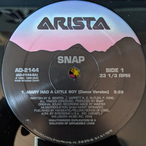 Snap* - Mary Had A Little Boy (12")