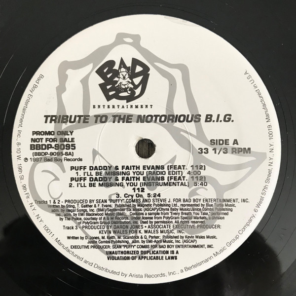 Puff Daddy & Faith Evans / 112 / The Lox - Tribute To The Notorious B.I.G. (12", Promo)