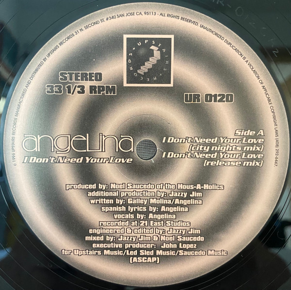 Angelina - I Don't Need Your Love (12")