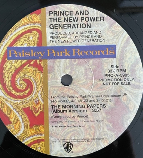 Prince And The New Power Generation - The Morning Papers (12", Promo)