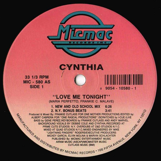 Cynthia - Love Me Tonight (12", Single)
