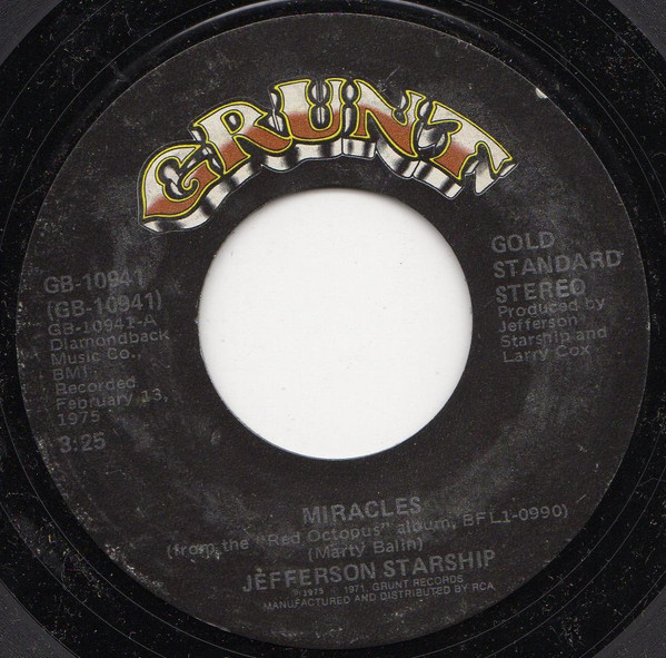 Jefferson Starship - Miracles / With Your Love (7", Single, RE)