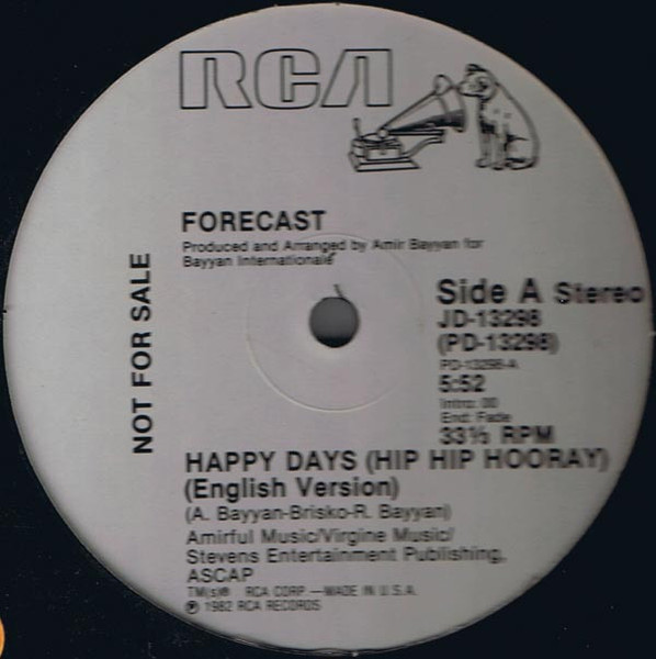 Forecast - Happy Days (Hip Hip Hooray) (12", Promo)