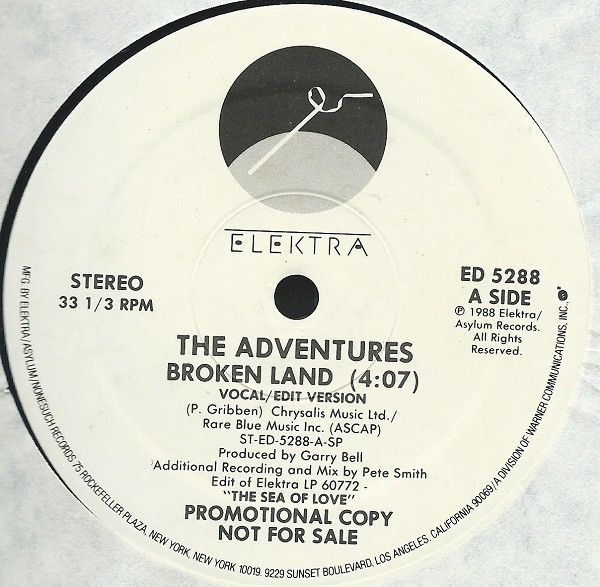 The Adventures - Broken Land (12", Single, Promo)