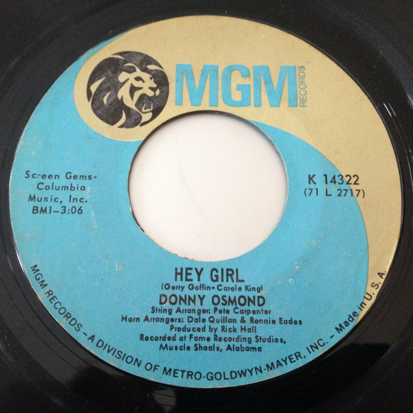 Donny Osmond - Hey Girl (7", Single, Styrene)